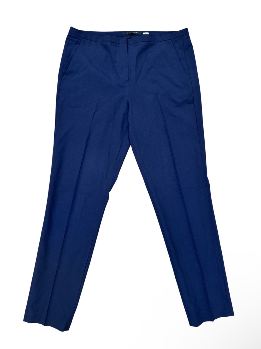 Elie Tahari Navy Blue Straight-Leg Wool Trousers Size 8